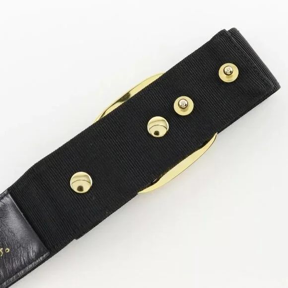 Salvatore Ferragamo Vala Ribbon belt 8046 Black / Gold Hardware canvas/Pla...